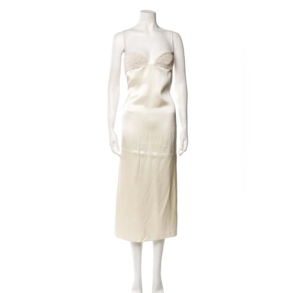 Magda Butrym crochet silk bra midi dress cream